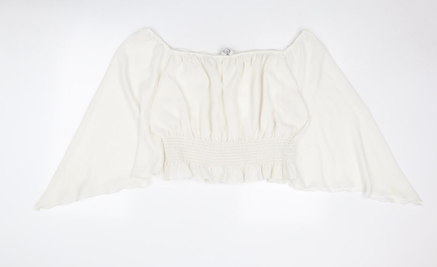 Inspire Womens White Polyester Cropped Blouse Size 16 Square Neck