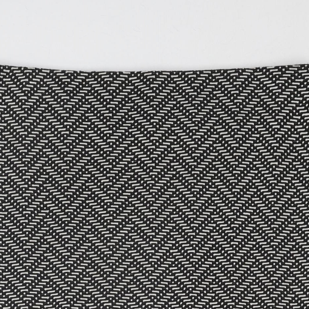 Marks and Spencer Womens Black Geometric Polyester A-Line Skirt Size 14