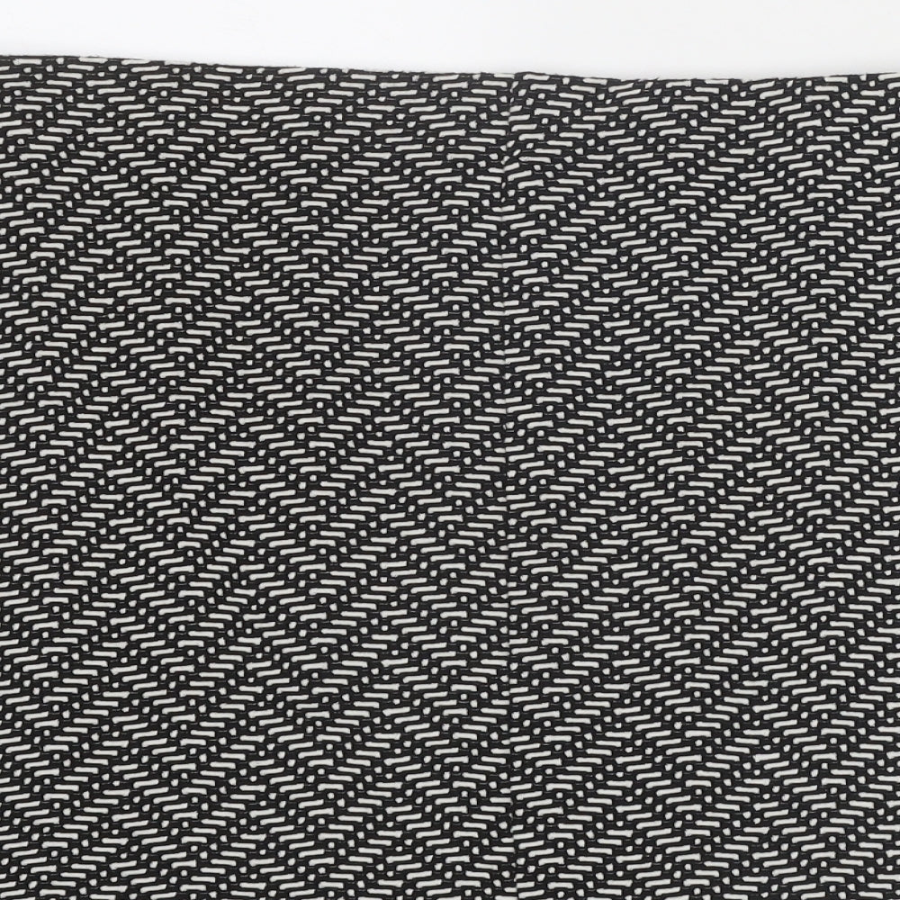 Marks and Spencer Womens Black Geometric Polyester A-Line Skirt Size 14