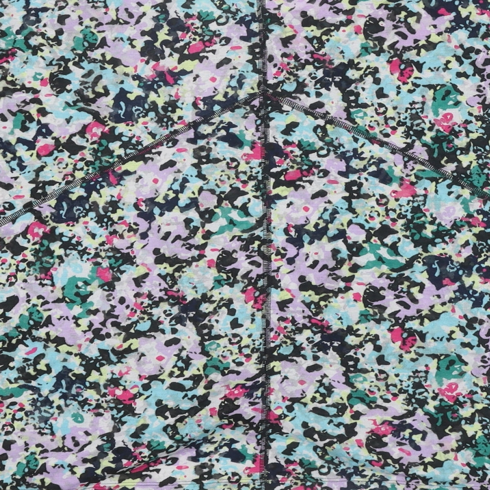 GOODMOVE Womens Multicoloured Geometric Polyester Basic T-Shirt Size 16 Round Neck Pullover