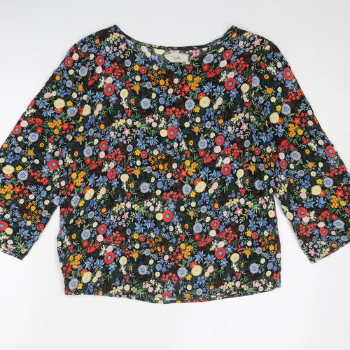 Hush Womens Multicoloured Floral Viscose Basic Blouse Size 10 Round Neck