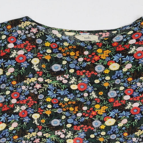 Hush Womens Multicoloured Floral Viscose Basic Blouse Size 10 Round Neck