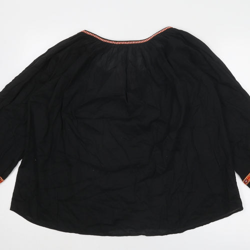 H&M Womens Black Cotton Basic Blouse Size 8 Round Neck