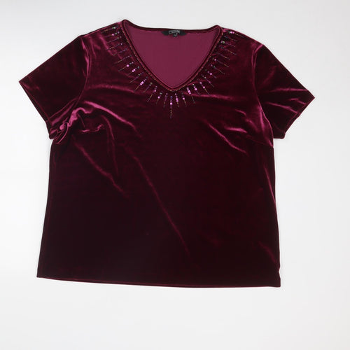 Debenhams Womens Purple Polyester Basic T-Shirt Size 22 V-Neck