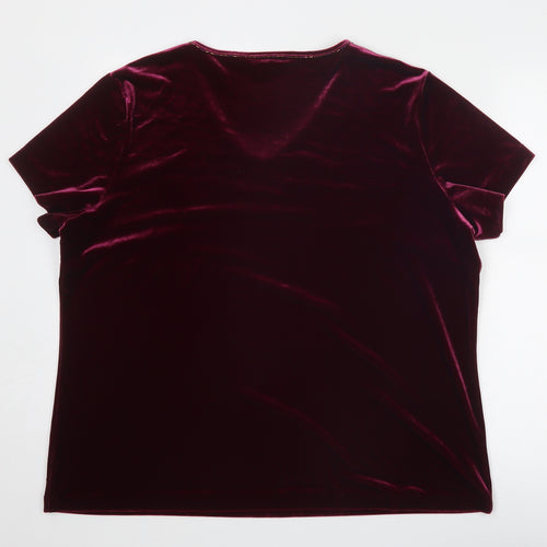 Debenhams Womens Purple Polyester Basic T-Shirt Size 22 V-Neck