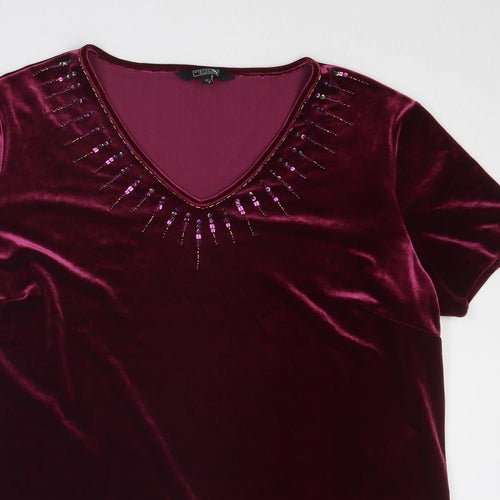 Debenhams Womens Purple Polyester Basic T-Shirt Size 22 V-Neck