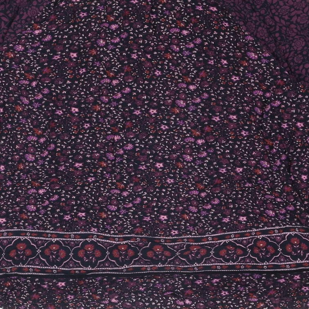 Fat Face Womens Purple Geometric Viscose Basic Blouse Size 10 Round Neck