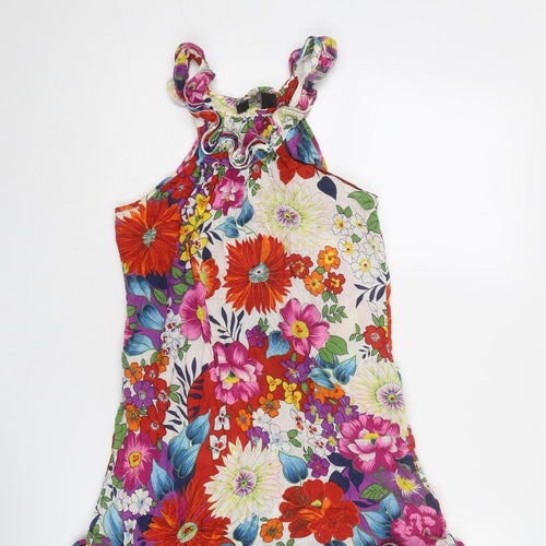 AX Paris Womens Multicoloured Floral Cotton Basic Tank Size 12 Round Neck