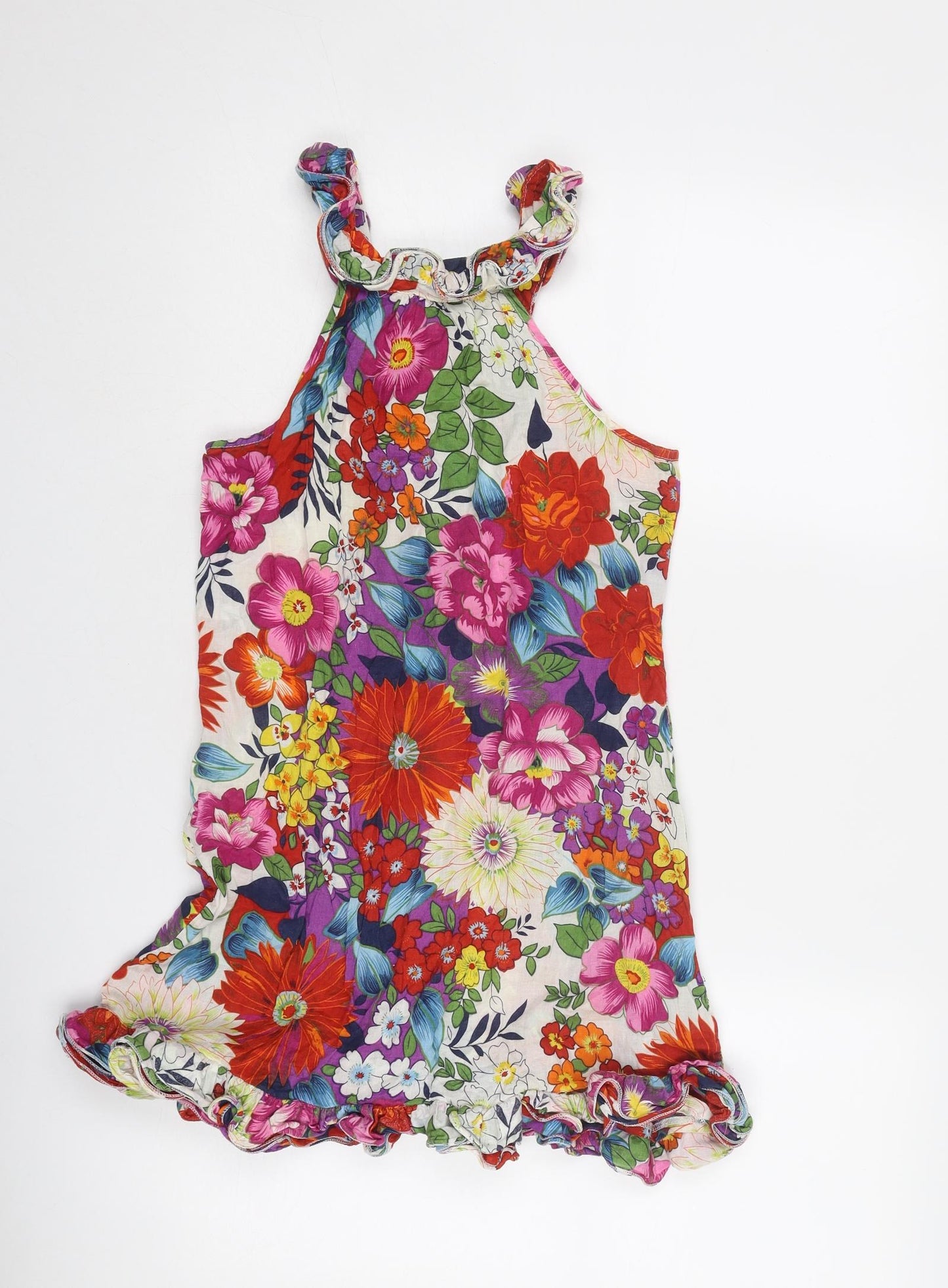 AX Paris Womens Multicoloured Floral Cotton Basic Tank Size 12 Round Neck