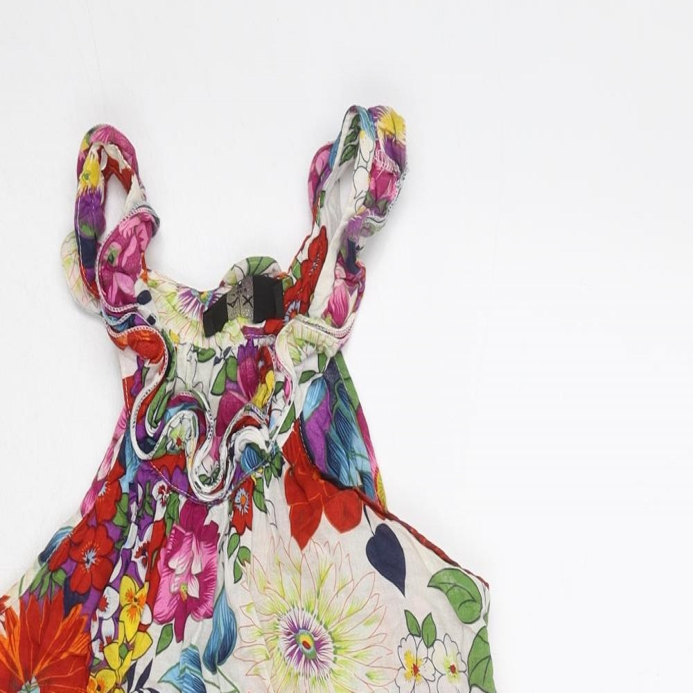 AX Paris Womens Multicoloured Floral Cotton Basic Tank Size 12 Round Neck