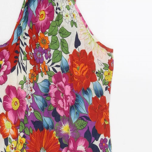 AX Paris Womens Multicoloured Floral Cotton Basic Tank Size 12 Round Neck