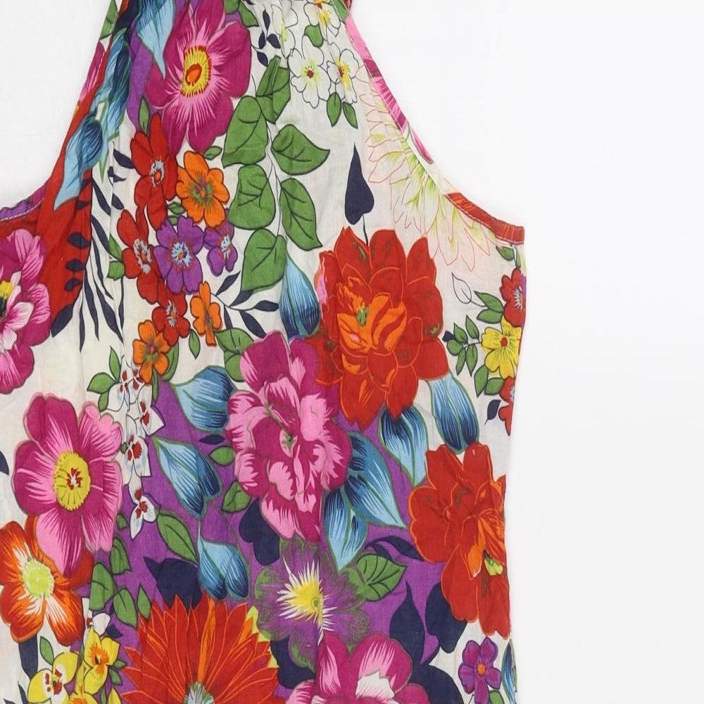 AX Paris Womens Multicoloured Floral Cotton Basic Tank Size 12 Round Neck