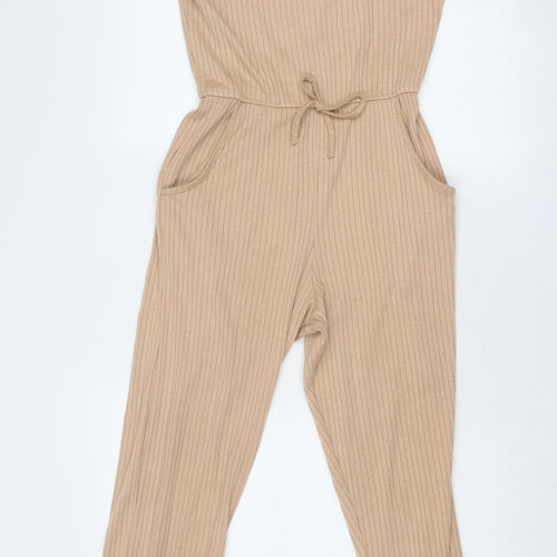 Missguided Womens Beige Polyester Jumpsuit One-Piece Size 10 Pullover