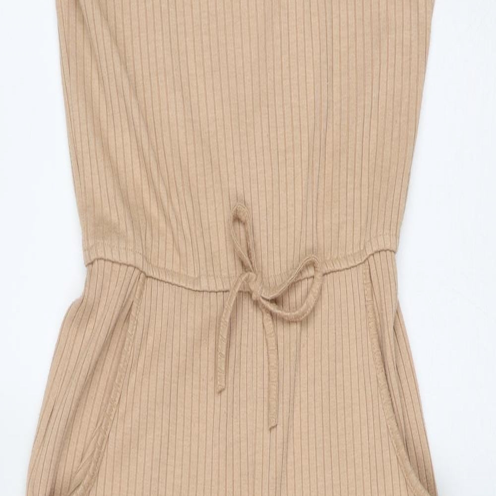 Missguided Womens Beige Polyester Jumpsuit One-Piece Size 10 Pullover