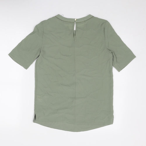 Marks and Spencer Womens Green Polyester Basic T-Shirt Size 6 Round Neck