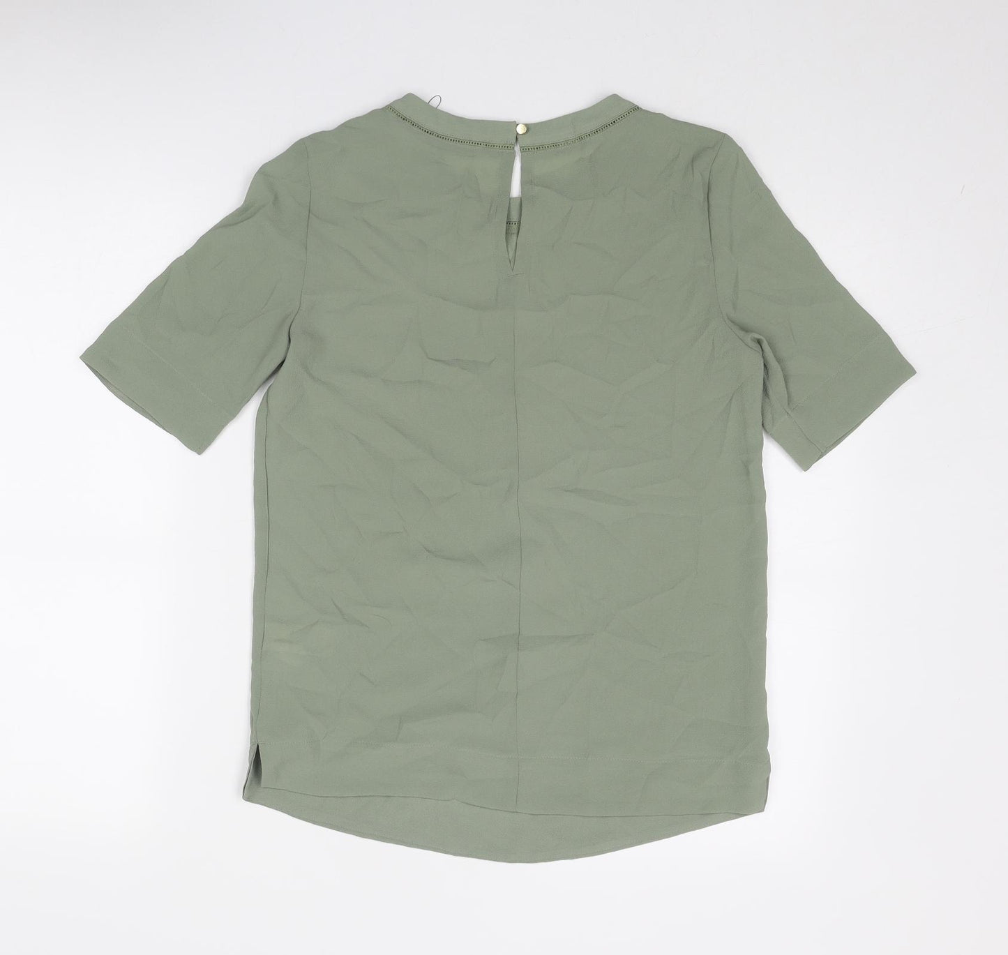 Marks and Spencer Womens Green Polyester Basic T-Shirt Size 6 Round Neck