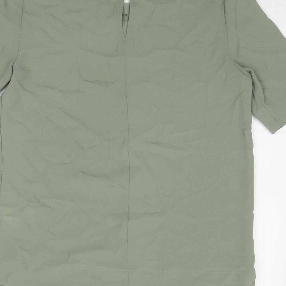 Marks and Spencer Womens Green Polyester Basic T-Shirt Size 6 Round Neck