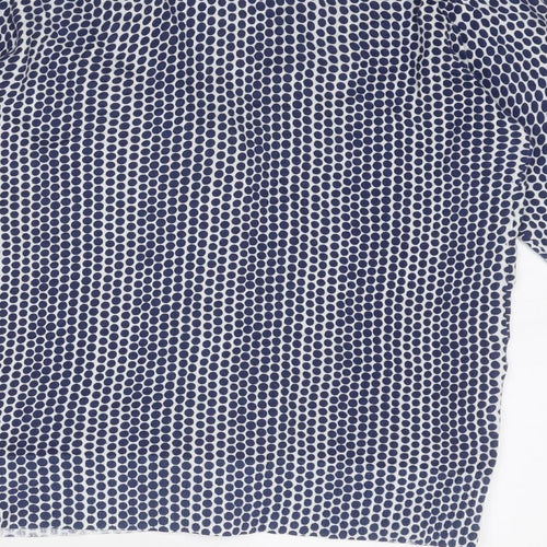Kenar Womens Blue V-Neck Polka Dot Cotton Cardigan Jumper Size L