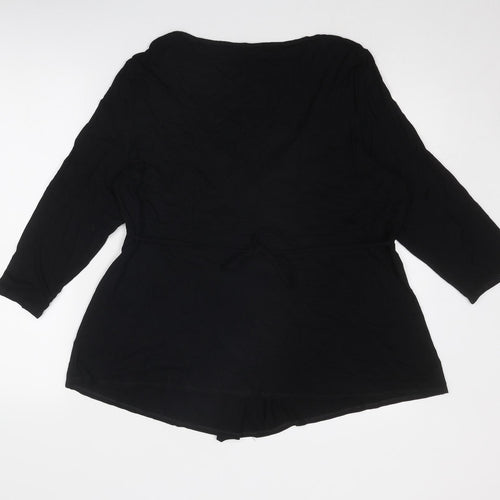 Marks and Spencer Womens Black Viscose Basic Blouse Size 22 V-Neck