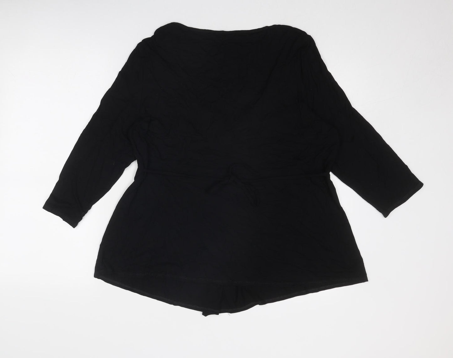 Marks and Spencer Womens Black Viscose Basic Blouse Size 22 V-Neck