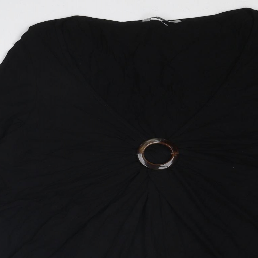Marks and Spencer Womens Black Viscose Basic Blouse Size 22 V-Neck