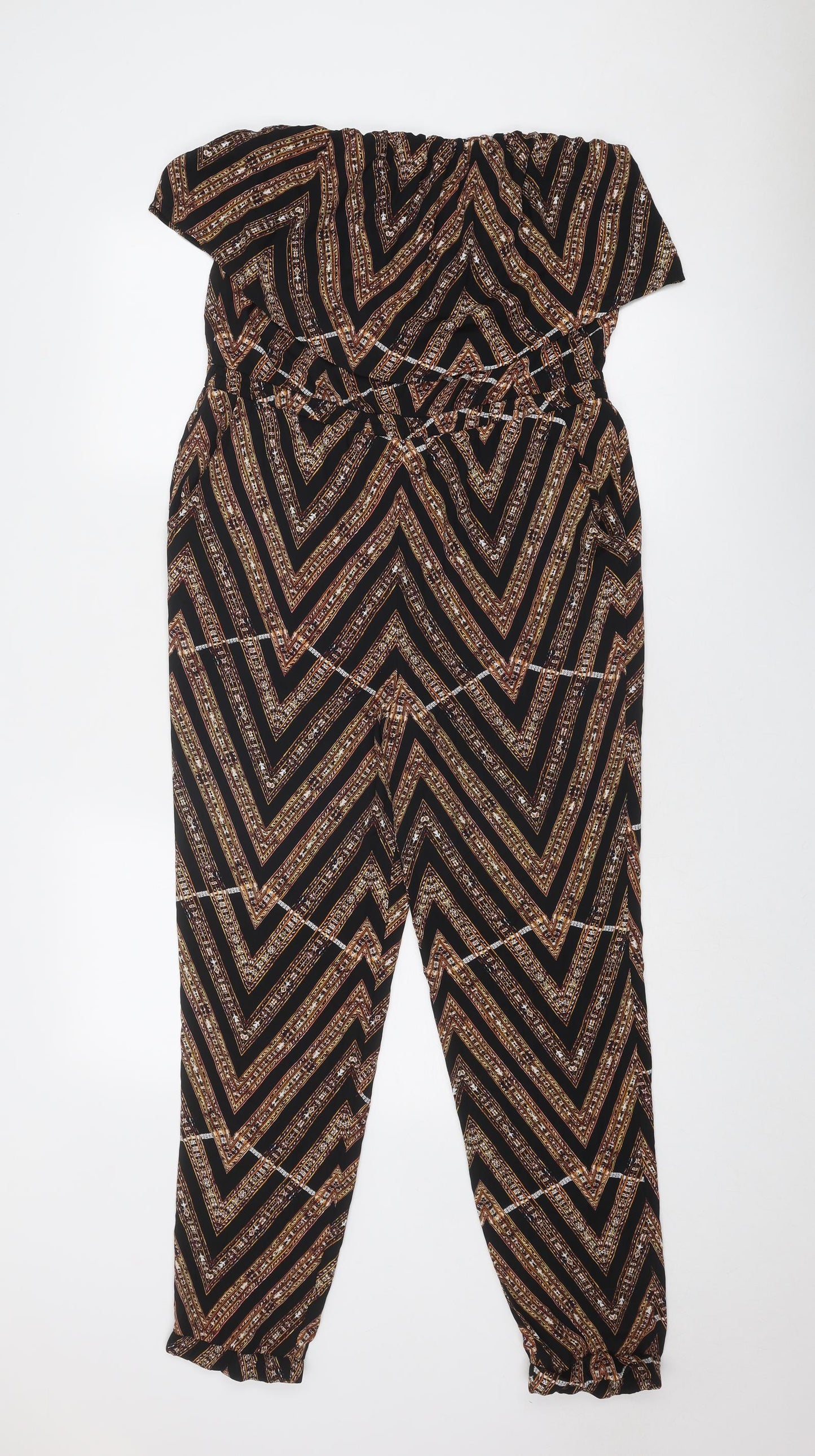 ASTR Womens Multicoloured Geometric Polyester Jumpsuit One-Piece Size S Pullover