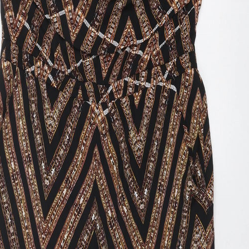 ASTR Womens Multicoloured Geometric Polyester Jumpsuit One-Piece Size S Pullover