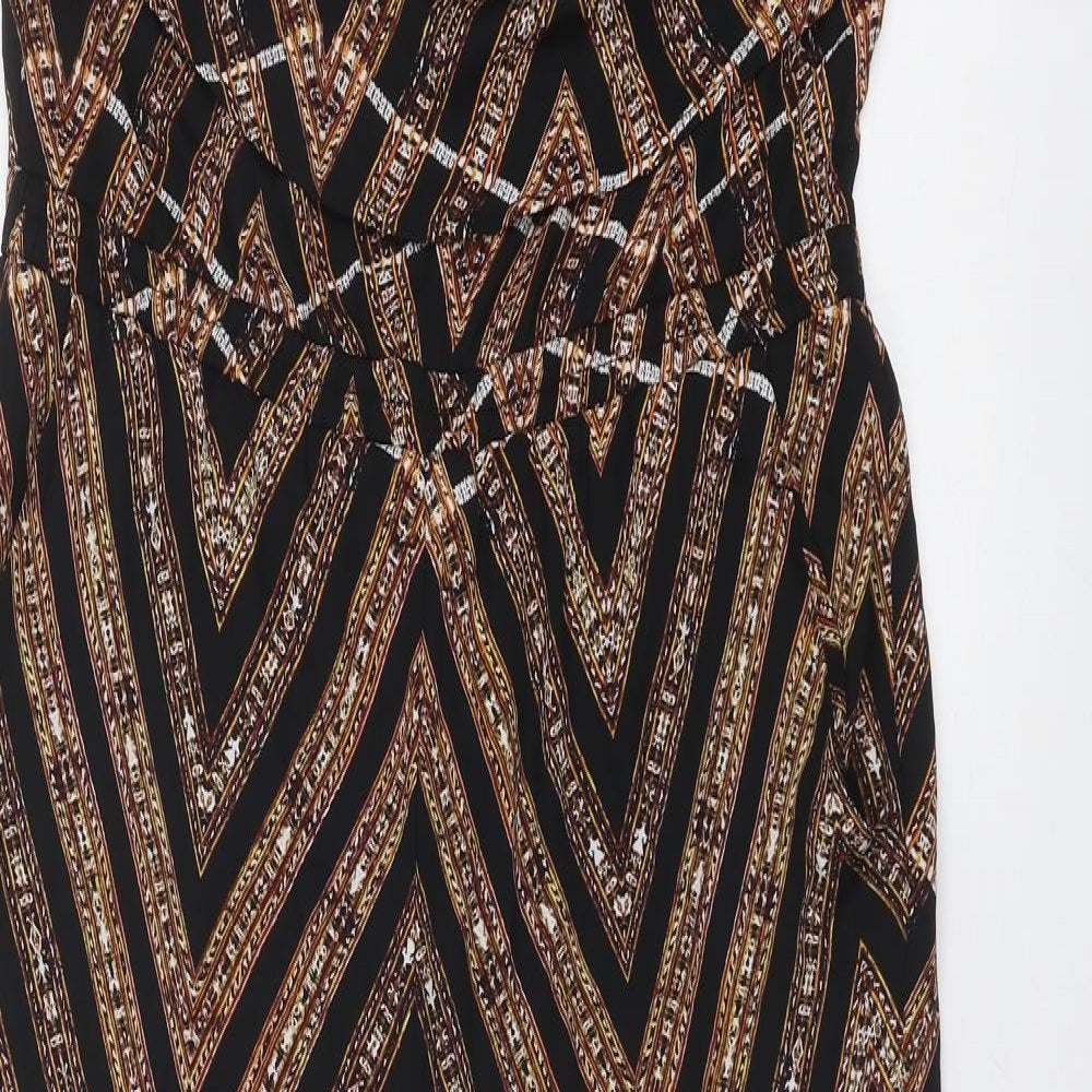 ASTR Womens Multicoloured Geometric Polyester Jumpsuit One-Piece Size S Pullover