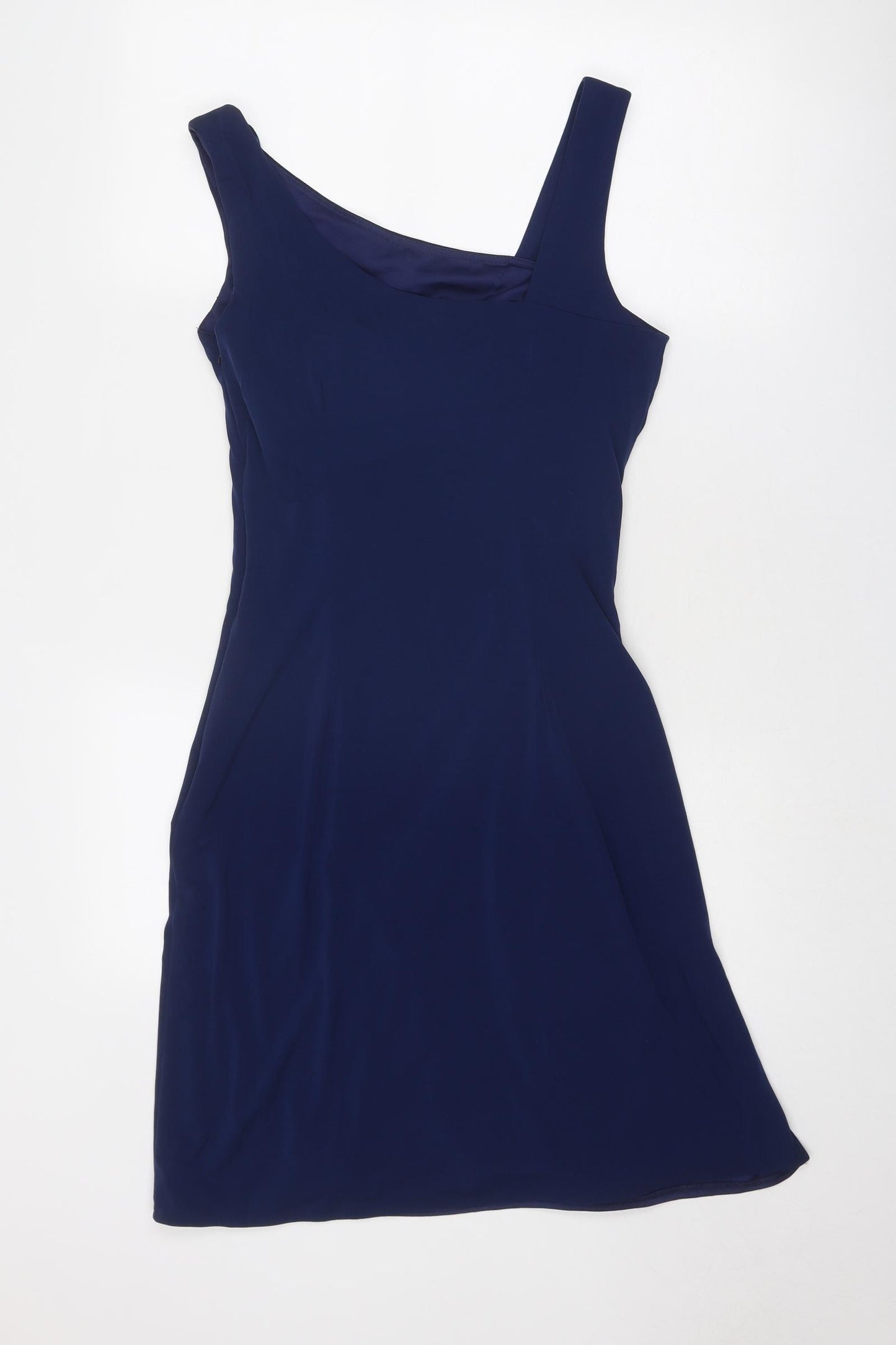 Cachet Womens Blue Polyester Mini Size 6 V-Neck Zip - Asymmetric Neckline