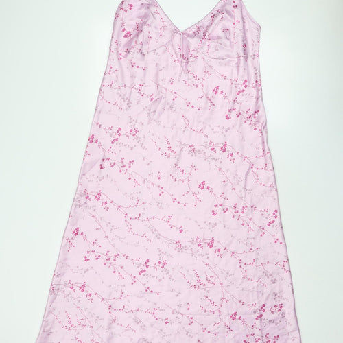 Marks and Spencer Womens Pink Floral Polyester Babydoll Dress Size 16 Pullover