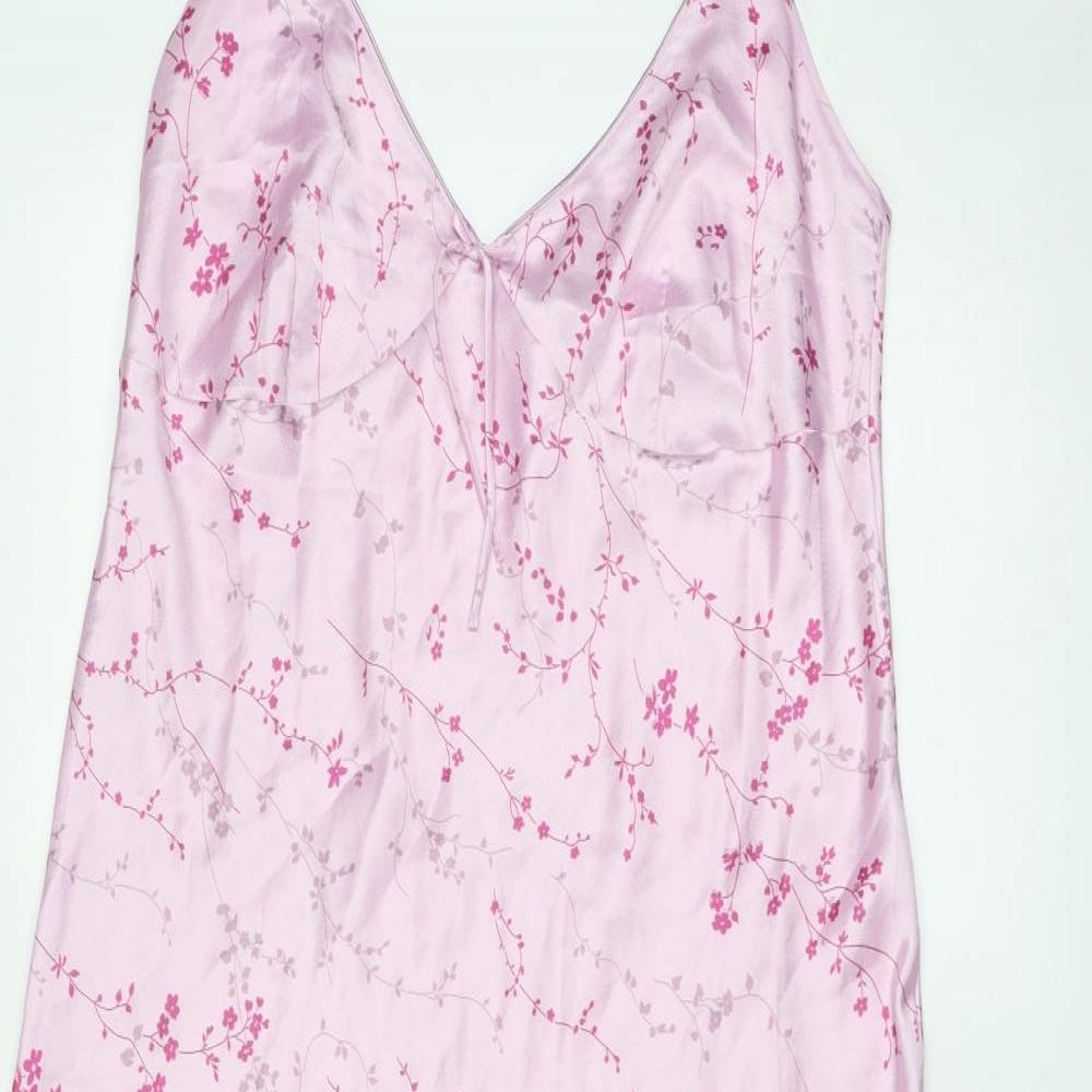 Marks and Spencer Womens Pink Floral Polyester Babydoll Dress Size 16 Pullover