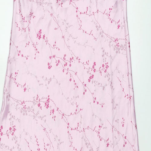 Marks and Spencer Womens Pink Floral Polyester Babydoll Dress Size 16 Pullover