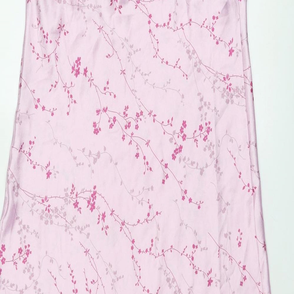 Marks and Spencer Womens Pink Floral Polyester Babydoll Dress Size 16 Pullover