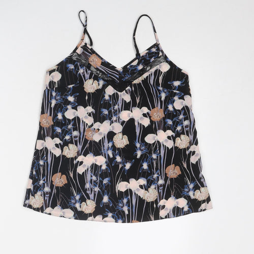 Miss Selfridge Womens Black Geometric Polyester Camisole Tank Size 6 V-Neck