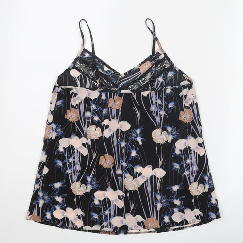 Miss Selfridge Womens Black Geometric Polyester Camisole Tank Size 6 V-Neck