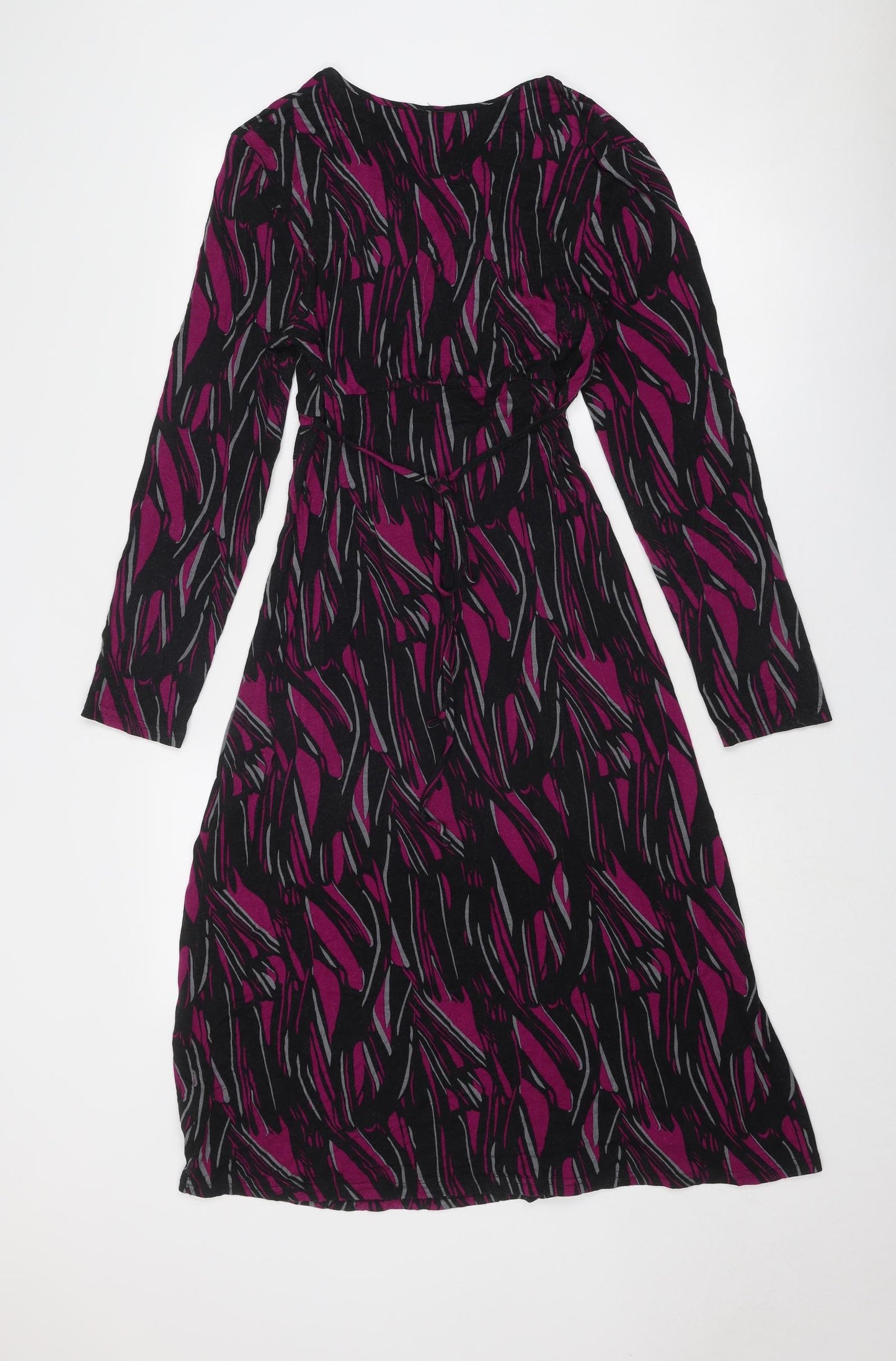 Roman Womens Purple Geometric Viscose A-Line Size S V-Neck Pullover