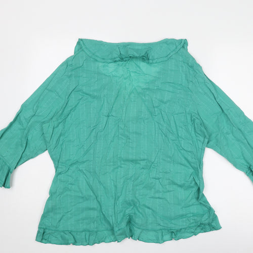 Per Una Womens Green Cotton Basic Button-Up Size 20 V-Neck