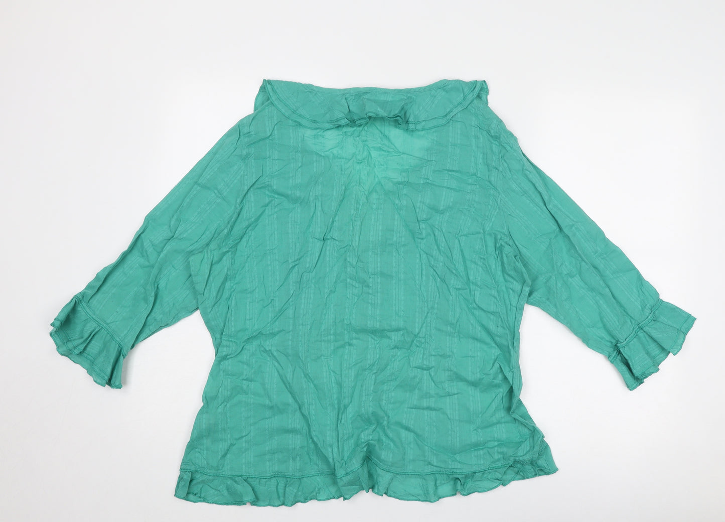 Per Una Womens Green Cotton Basic Button-Up Size 20 V-Neck