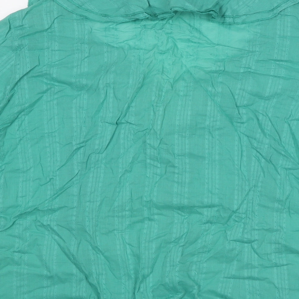 Per Una Womens Green Cotton Basic Button-Up Size 20 V-Neck