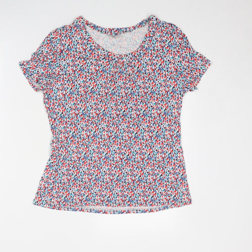 Classic Womens Multicoloured Geometric Polyester Basic Blouse Size 12 Round Neck