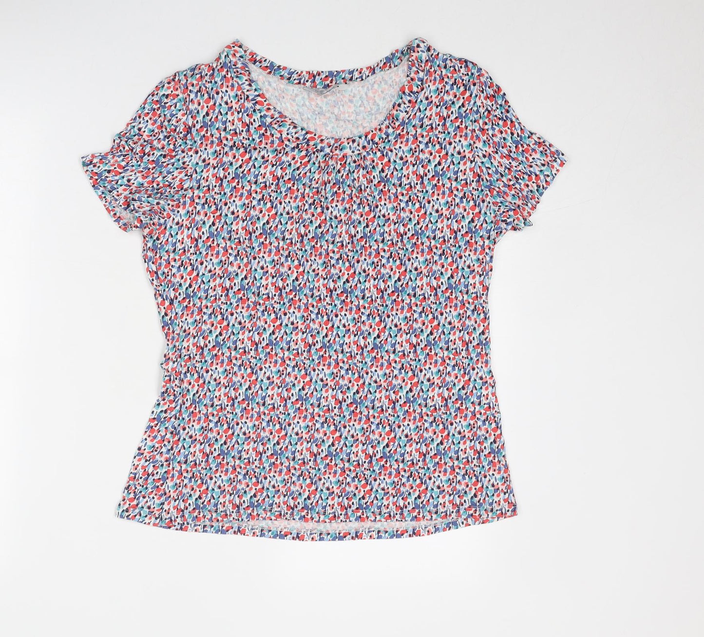 Classic Womens Multicoloured Geometric Polyester Basic Blouse Size 12 Round Neck