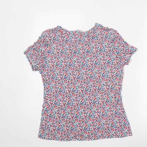 Classic Womens Multicoloured Geometric Polyester Basic Blouse Size 12 Round Neck