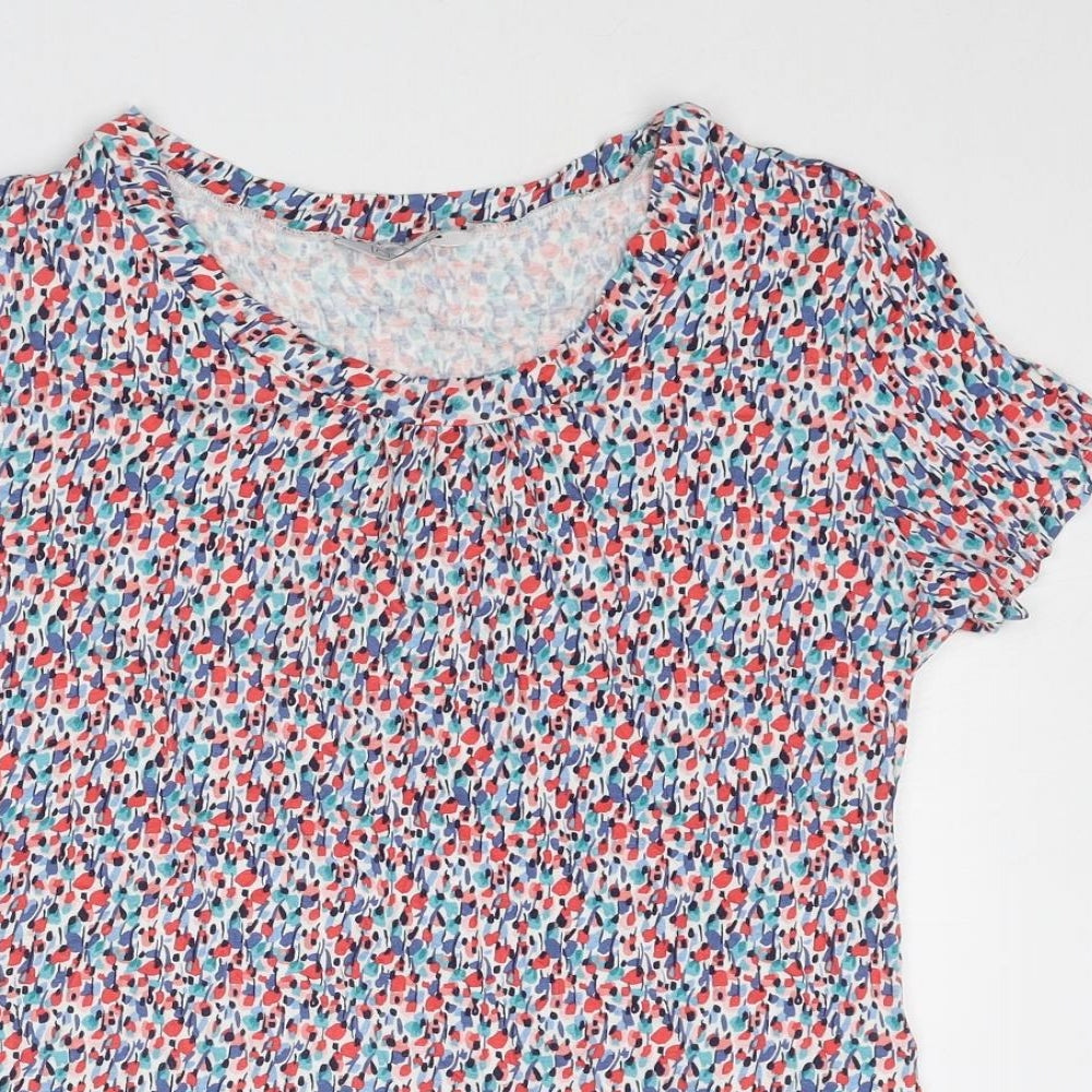 Classic Womens Multicoloured Geometric Polyester Basic Blouse Size 12 Round Neck