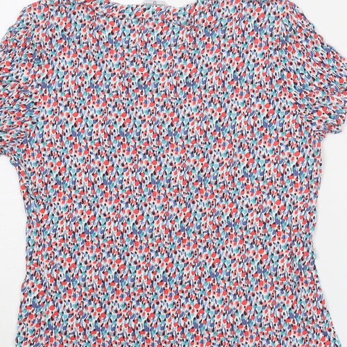 Classic Womens Multicoloured Geometric Polyester Basic Blouse Size 12 Round Neck