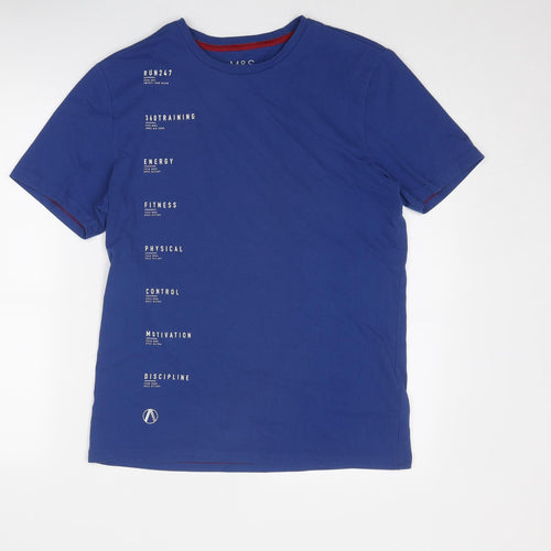 Marks and Spencer Womens Blue Polyester Basic T-Shirt Size M Round Neck