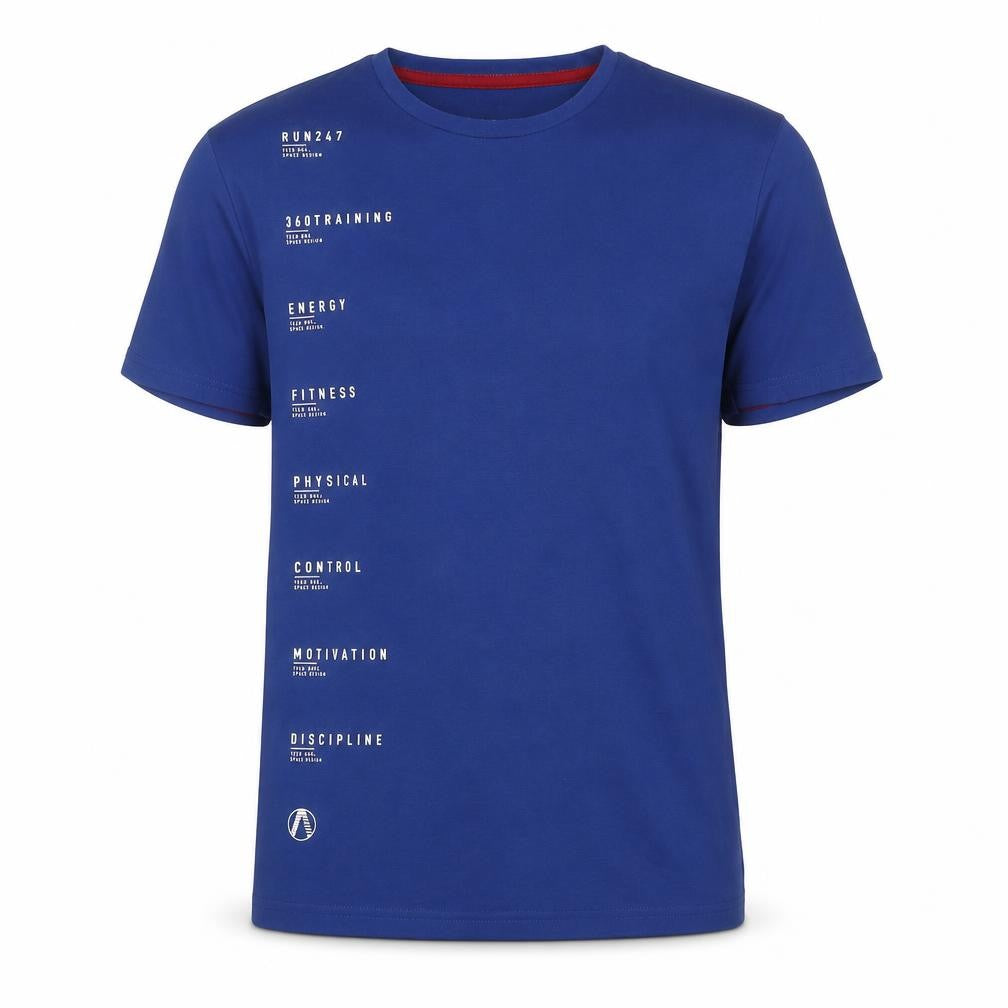 Front view of Marks & Spencer women’s blue polyester basic t-shirt, size M, round neck