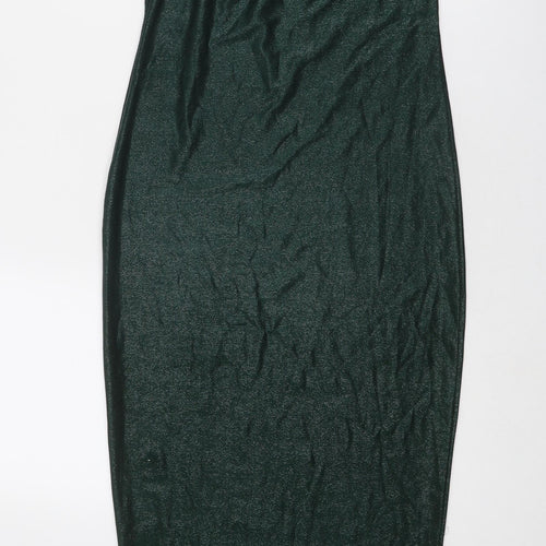 PRETTYLITTLETHING Womens Green Polyester Bodycon Size 12 Off the Shoulder Pullover