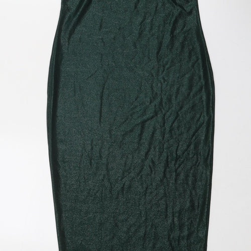 PRETTYLITTLETHING Womens Green Polyester Bodycon Size 12 Off the Shoulder Pullover