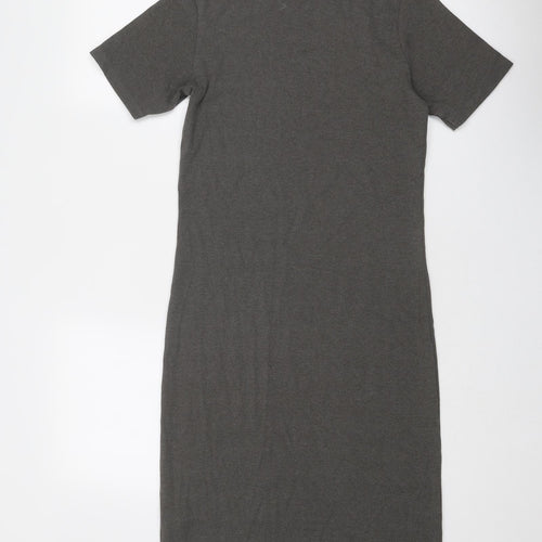Brave Soul Womens Grey Cotton Bodycon Size M Mock Neck Pullover