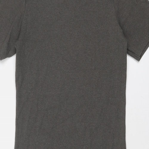 Brave Soul Womens Grey Cotton Bodycon Size M Mock Neck Pullover